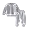 thumbnail image 3 of Esaierr 2-10Y Kids Toddler Boys Girls Casual Set Line Pattern Pullover Tops Long Pants Loungewear Sweatshirt Outfit 2PCS, 3 of 9