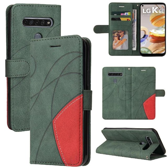 GANGXUN Flip Case for LG K61 – Leather Wallet Cover with Card Slots, Kickstand & Color Stitching Protective Folio