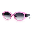 thumbnail image 4 of Womens Mod Oval Thick Plastic Fancy Chic Fashion Sunglasses Pink Black - Smoke, 4 of 8