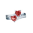 thumbnail image 1 of Fiudx Joyería de Aleación con Doble Corazón de Circón para Compromiso y Boda, 1 of 2