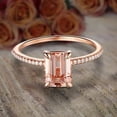 thumbnail image 2 of Sale: 1.50 Carat Morganite (7x5mm Emerald Cut Morganite) and Diamond Moissanite Engagement Ring with 18k Gold Plating, 2 of 4