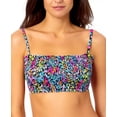 thumbnail image 2 of California Waves Women's Multi Color Floral Stretch Tie Lined Smocked Convertible Adjustable Bandeau Swimsuit Top M, 2 of 3