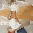 thumbnail image 5 of Women's Flower Appliques Platform Slippers Comfortable Slip-On Wedge Sandals Open-Toe Casual Dress Heels Sandals, 5 of 9