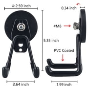 MUTUACTOR Strong Garage Magnetic Hooks, 2 Pack Heavy Duty Storage Utility Magnet Hooks with Anti-Slip Coating for Indoor & Outdoor Hanging (Black)
