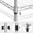 thumbnail image 4 of SONGMICS 5-Tier Metal Storage Shelves, Kitchen Wire Shelving Unit, Storage Rack with Adjustable Shelves, Shelf Liners, 8 Hooks, for Garage, 30 x 40 x 121 cm, Silver, 4 of 7