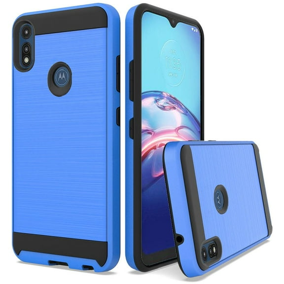 For Motorola Moto E 2020 Metal Brushed Design Hybrid Case Cover - Dark Blue