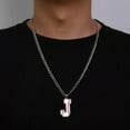 thumbnail image 5 of Baseball Initial A-Z Letter Pendant Necklace Cuban Chain Stainless Steel Jewelry, 5 of 7