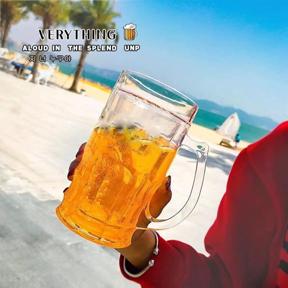 Fake Beer Glass, 200ml Double Layer Funny Glass Beer Mugs With Handles, Large Quantities Funny Prank Drinking Cup For Gags And Parties, Plastic Fake Beer Stein Bottle With Mezzanine