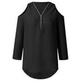 thumbnail image 4 of Cqxid525 Basic Tee Tops 2025 Button Women Ladies Clothing Loose Shirt Chiffon Zipper Long Sleeves Plus Size Tops Cold Shoulder Top 2025 Trendy T Shirts Summer Clothes, 4 of 7