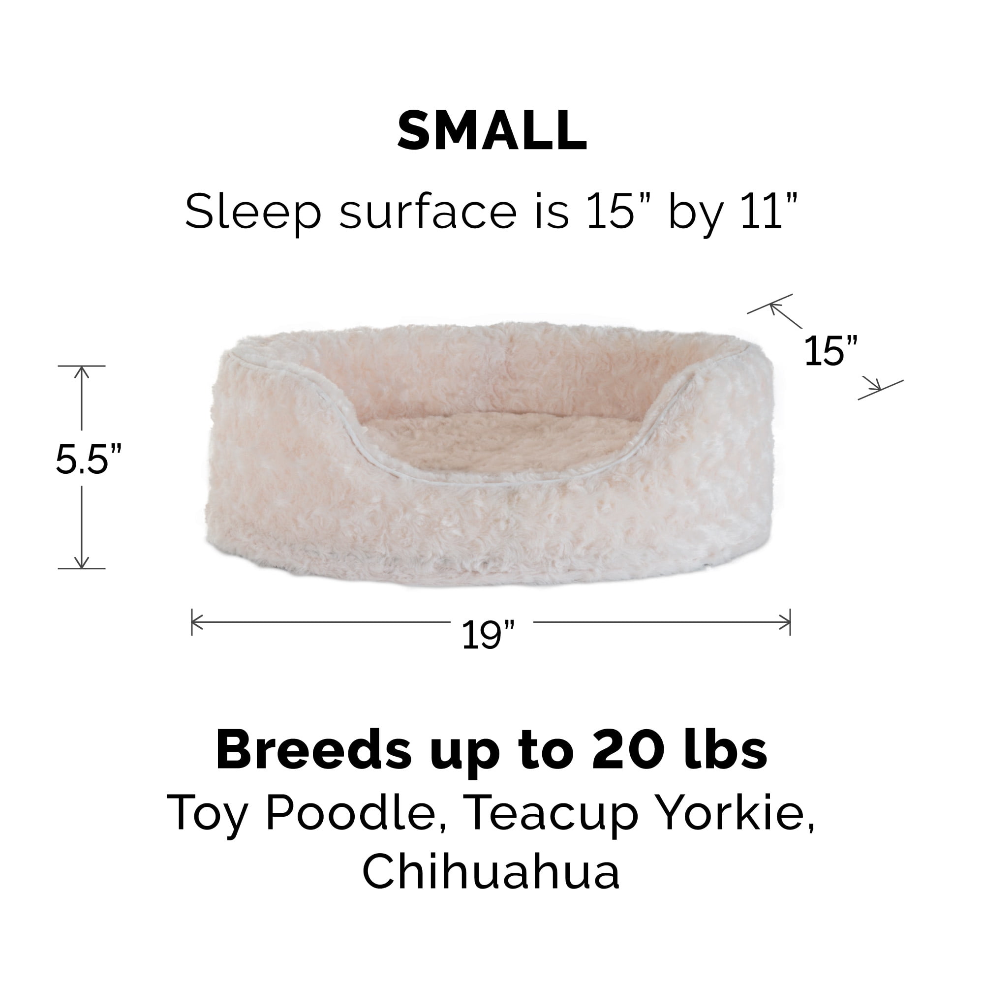 FurHaven Ultra Plush Small Pet Bed with Removable Pillow, Cream
