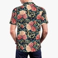 thumbnail image 4 of Balery Rose Flowers Printed Men’s Short Sleeve Polo Shirt, Midweight Men's Shirt,Golf Polo shirts -X-Large, 4 of 9