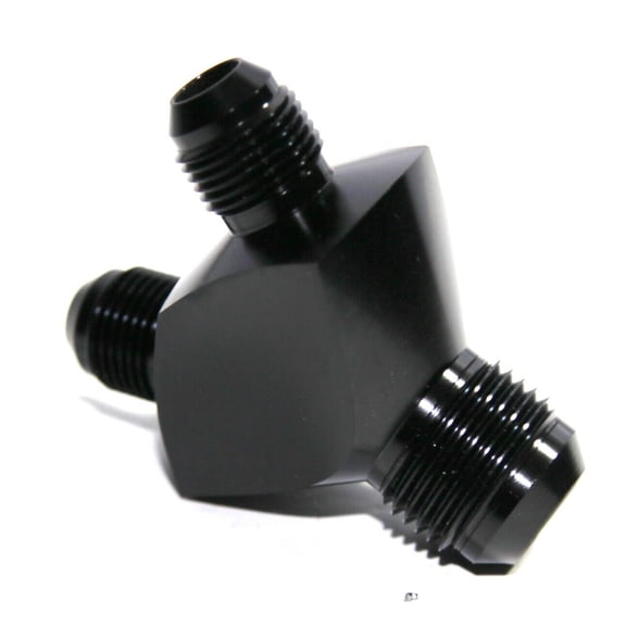 3-Way Y-Block Fitting Adapter AN12 12-AN Male to 2X AN8 8-AN Male BLACK 3-Way Y-Block Fitting Adapter AN12 12-AN Male to 2X AN8 8-AN Male BLACK