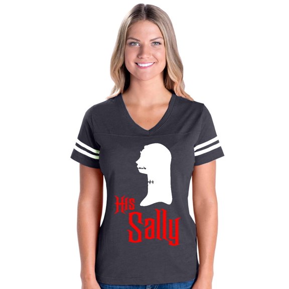 MmF - Womens Football Fine Jersey T-shirts - Halloween Her Jack Matching Halloween Couple