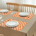thumbnail image 3 of Orange and White Wavy Checkerboard Pattern Summer Placemats Table Placemats Set Of 4-Linen Kitchen Washable Placemats Table Mats 11.8"x17.7" Non-Slip Heat Resistant, 3 of 6