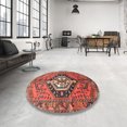thumbnail image 4 of Ahgly Company Machine Washable Indoor Round Traditional Rust Pink Area Rugs, 3' Round, 4 of 7