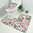 thumbnail image 2 of Pioneer Flower Floral Print Pattern Bathroom Rugs Sets 3 Piece,Toilet Cover Set,Absorbent Non Slip Bathroom Mats Sets with U-Shaped Contour Rug Toilet Rug Set, 2 of 5