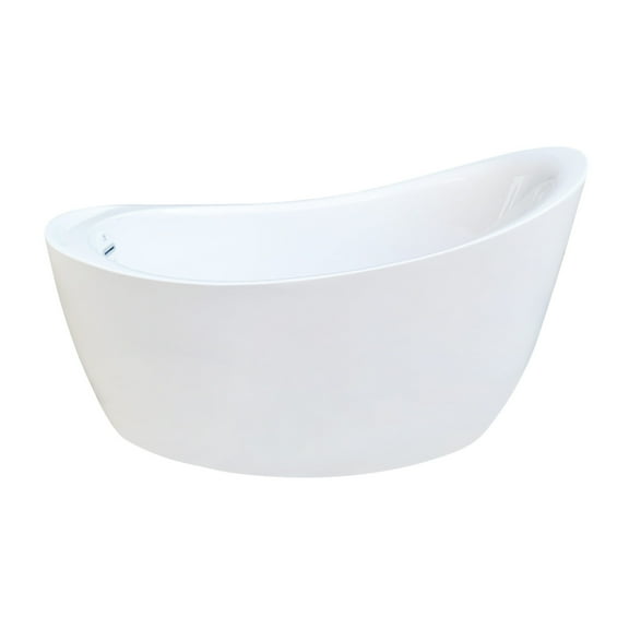 Aqua Eden VTOV512730S 52-Inch Acrylic Freestanding Tub with Seat and Drain, Glossy White
