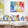 thumbnail image 4 of Designart Blue Retro Palm Trees - Landscape Painting Throw Pillow - 18x18, 4 of 5