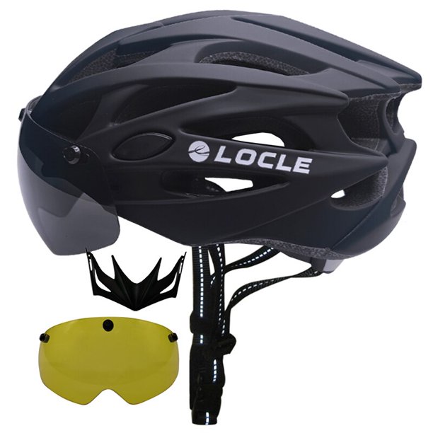 LOCLE-casco de ciclismo con gafas magnéticas para hombre y mujer, casco con visera extraíble para bicicleta de montaña y carretera, talla M/L/XL Fivean Cascos de ciclismo