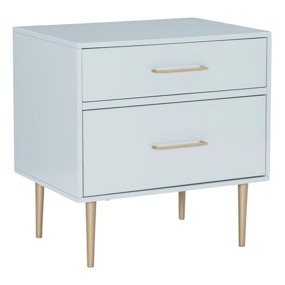Linon Dylan Two Drawer Wood Nightstand in Ice Blue