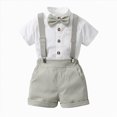 thumbnail image 2 of Sgkm First Birthday Outfit Boy Shirt Tops Shorts with Tie Birthday Reeper Short Pants Set Toddler Boy Clothes, 2 of 7