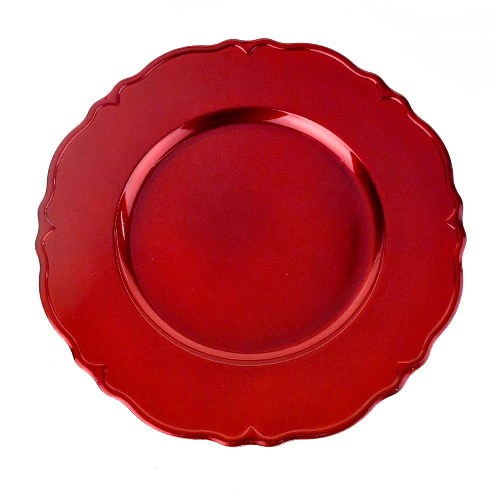 Plastic Round Charger Plate Wavy Edge, 13Inch