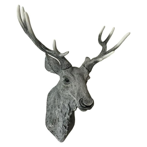 Matsuzay 3D Deer Head Antlers Wall Art Estatua Pegatinas Decoración del hogar Blanco Negro Decoración del hogar Gris
