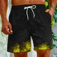 thumbnail image 4 of Penkiiy Carnivals Shorts, Men's Flame Printing Special Print Beach Casual Trouser Shorts Pant S Yellow, 4 of 9