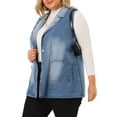 thumbnail image 5 of Agnes Orinda Women's Plus Size Denim Vests Sleeveless Lapel Jean Jackets with Pockets 4X Blue, 5 of 8