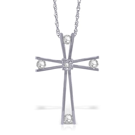 Galaxy Gold 14K Solid Gold 0.45 Carat Natural Diamond Cross Pendant Necklace for Women - White Gold Fine Jewelry