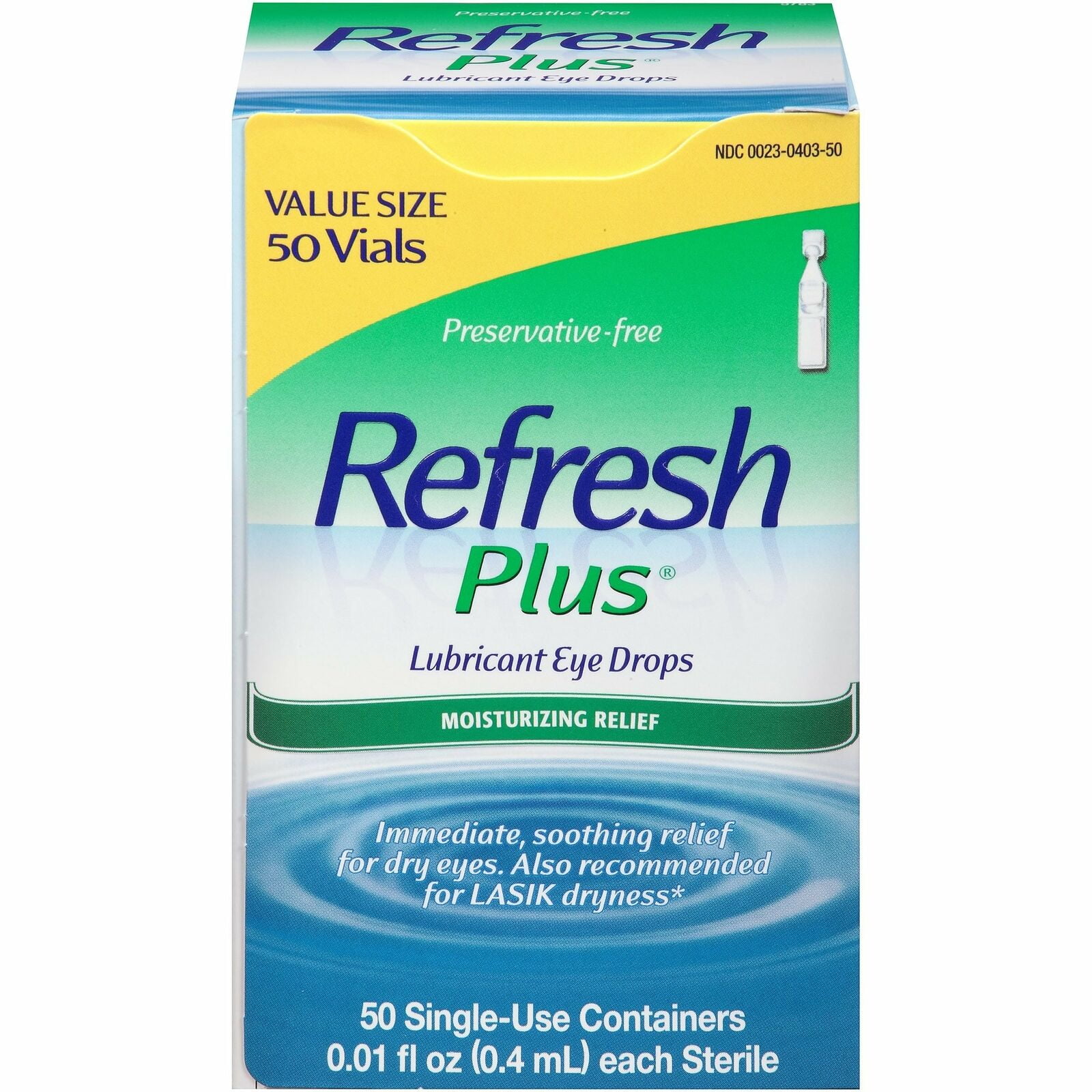 Refresh Plus Moisture Long Lasting Relief Lubricant Eye Drops, 50ct, 3-Pack