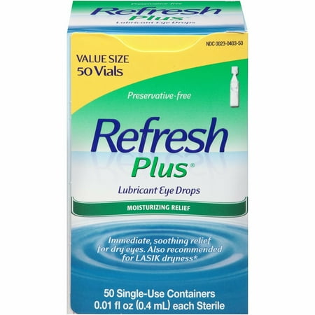 Refresh Plus Moisture Long Lasting Relief Lubricant Eye Drops, 50ct, 3-Pack