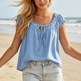 thumbnail image 6 of SwiftWear Women's Ruffle Drawstring Cute Tank Top Crew Neck Sleeveless Cami Casual Loose Fit Beach & Vacation Top​, 6 of 8