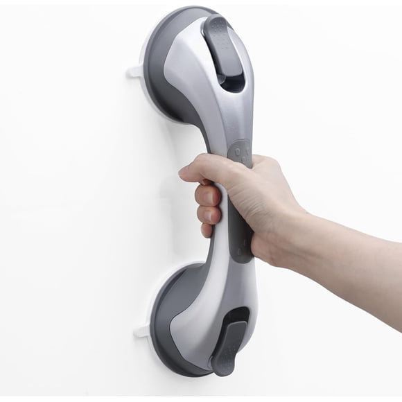 Shower Grab Bar, 12 Inch Shower Handle for Bathtubs and Elderly, Suction Grab Bars for Seniors Bathroom Safety Handles for Elderly, No Drilling Removable, Silver