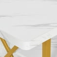 thumbnail image 2 of Dextrus 47" Dining Table for 4, Dining Room Table with Storage Shelf, ModernRectangle Kitchen Table for Home Kitchen Dining Room Living Room, White& Gold, 2 of 10