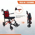thumbnail image 4 of 19LBS Lightweight Foldable Transport Wheelchair for Adults - Portable, Fold-Back Armrests, 8” Rear Wheels, Aluminum Frame, Ideal for Seniors & Travel, 4 of 8