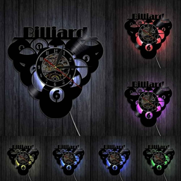 Billiards Ball Pool Vinyl Clock Record Clock Sport Vintage Home Decor Billiards Room Wall Clock Snooker Wall Art Clock Gift