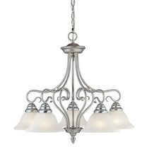 5 Light Brushed Nickel Chandelier with White Alabaster Glass Shade