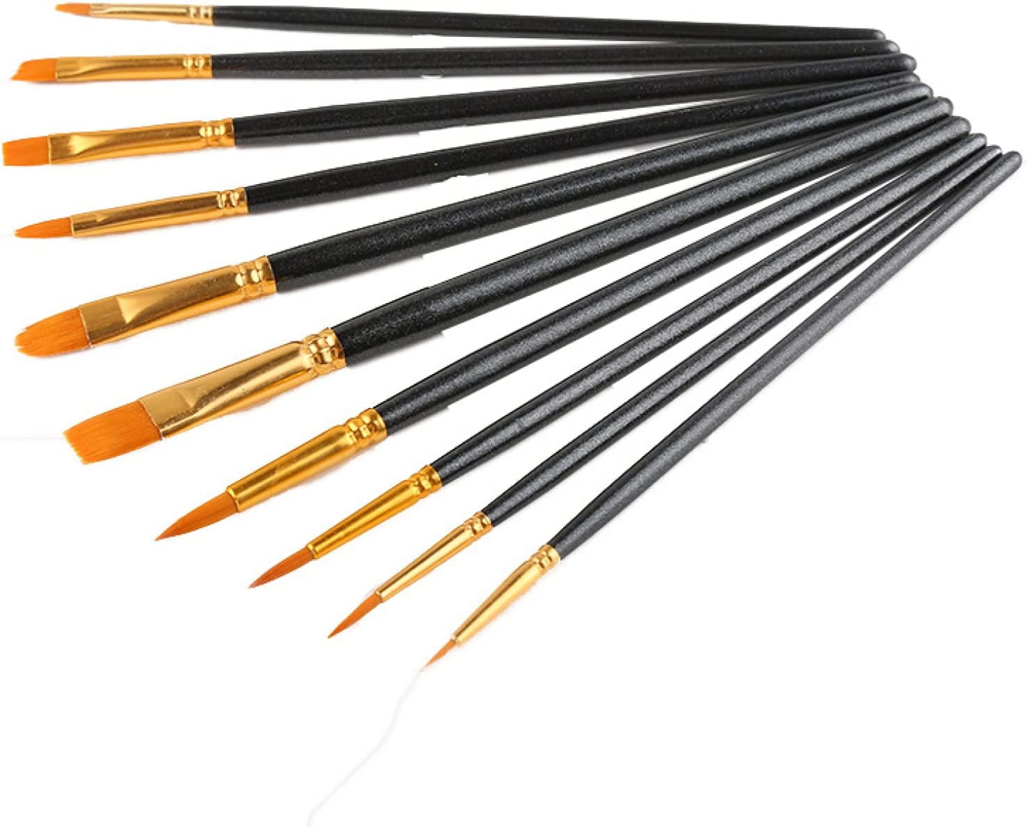 Acrylic Paint Brush Set, 10 Pcs Nylon Hair Brushes for Painting Oil Watercolor Detailing and