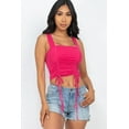 thumbnail image 5 of Adjustable Front Ruched With String Square Neck Crop Tops S, 5 of 11