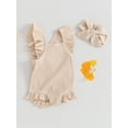 thumbnail image 4 of Yunliwuli Baby Girls Summer Casual Romper Flying Sleeve Solid Color Ruffle Romper with Headband, 4 of 10