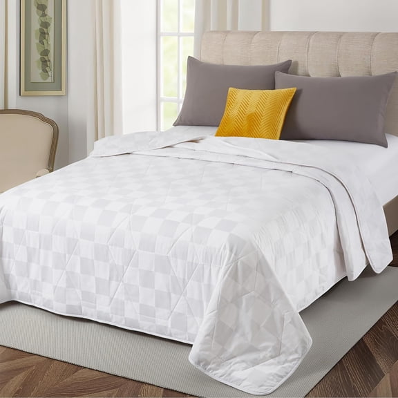 100% Cotton Comforter King Size, All Seasons Cotton Filled Blanket, Lightweight Durable Breathable Quilt (King, Block)$$Home Decor, Kitchen, & Other