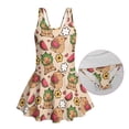 thumbnail image 5 of Xixirimido Capybara Watermelon Floral Print Girls One Piece Swimsuits with Skirt Sleeveless Swim Dress Modest Skirted Swimwear with Built-in Shorts UPF 50+ Bathing Suit, 6-7 Years, 5 of 7
