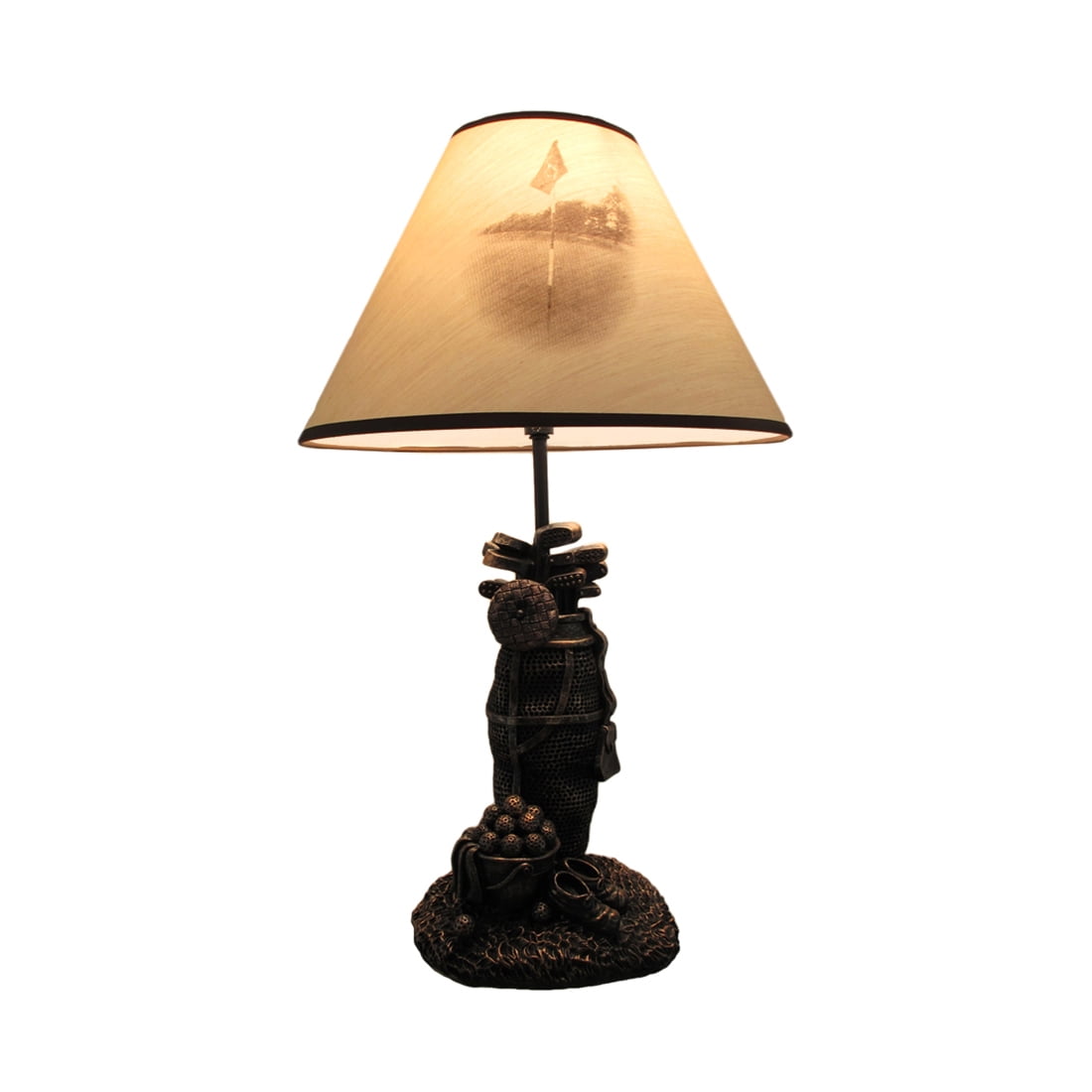 Zeckos Golf Lovers Tee Light Golf Bag Table Lamp w/Decorative Shade