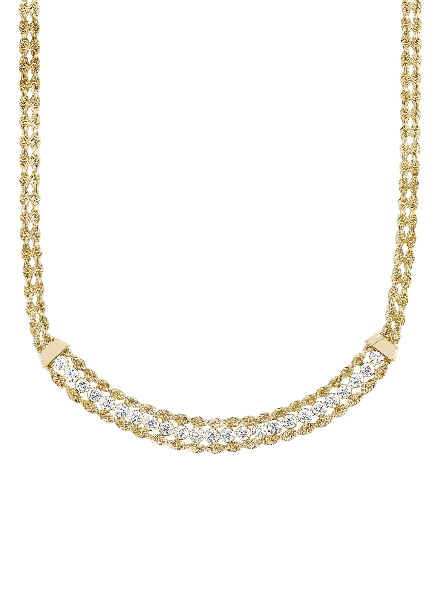 Brilliance Fine Jewelry Yellow Plated Rope Cubic Zirconia Station Necklace, 18"