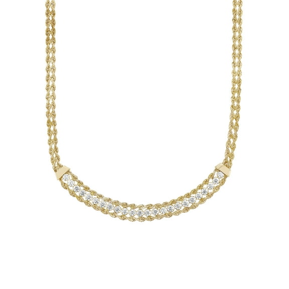 Brilliance Fine Jewelry Yellow Plated Rope Cubic Zirconia Station Necklace, 18"