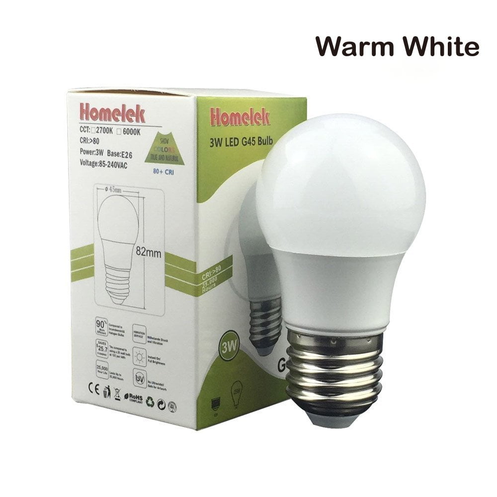 New 3W 25W Equivalent Dimmable LED G45 Bulb 6500K Pure White • Energy Star A 