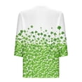 thumbnail image 2 of TaTaai Women St. Patrick's Day Fashion Print V-Neck 3/4 Sleeve T-Shirt Loose Casual Top Ladies Spring Holiday Street Wear Lightweight Breathable Non-See-Through No Fading Soft Top Gift, 2 of 5