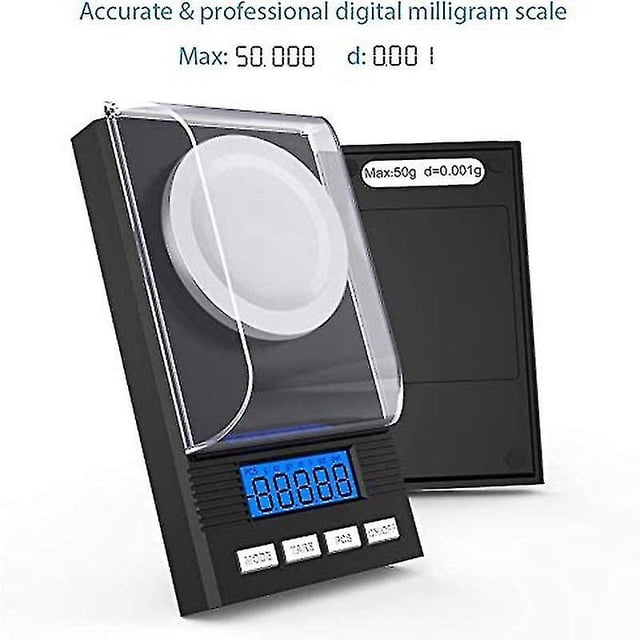 Escala de miligramos de 50 g/0,001 g, escala fina, escala de mg, escala de miligramos, báscula de bolsillo, báscula de laboratorio con pantalla LCD, báscula de letras, dígito profesional. Afortunado Sencillez
