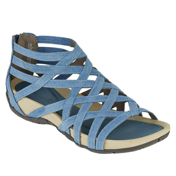 JeashCHAT Womens Gladiator Sandals Flat Fisherman Cross Strappy Sandal Back Zipper Beach Wide Width Open Toe Sandals for Women Dressy Summer (Blue)